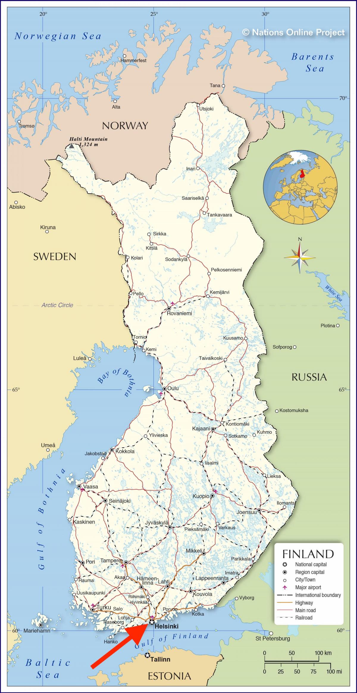 Helsinki auf Uusimaa - Finnland Karte